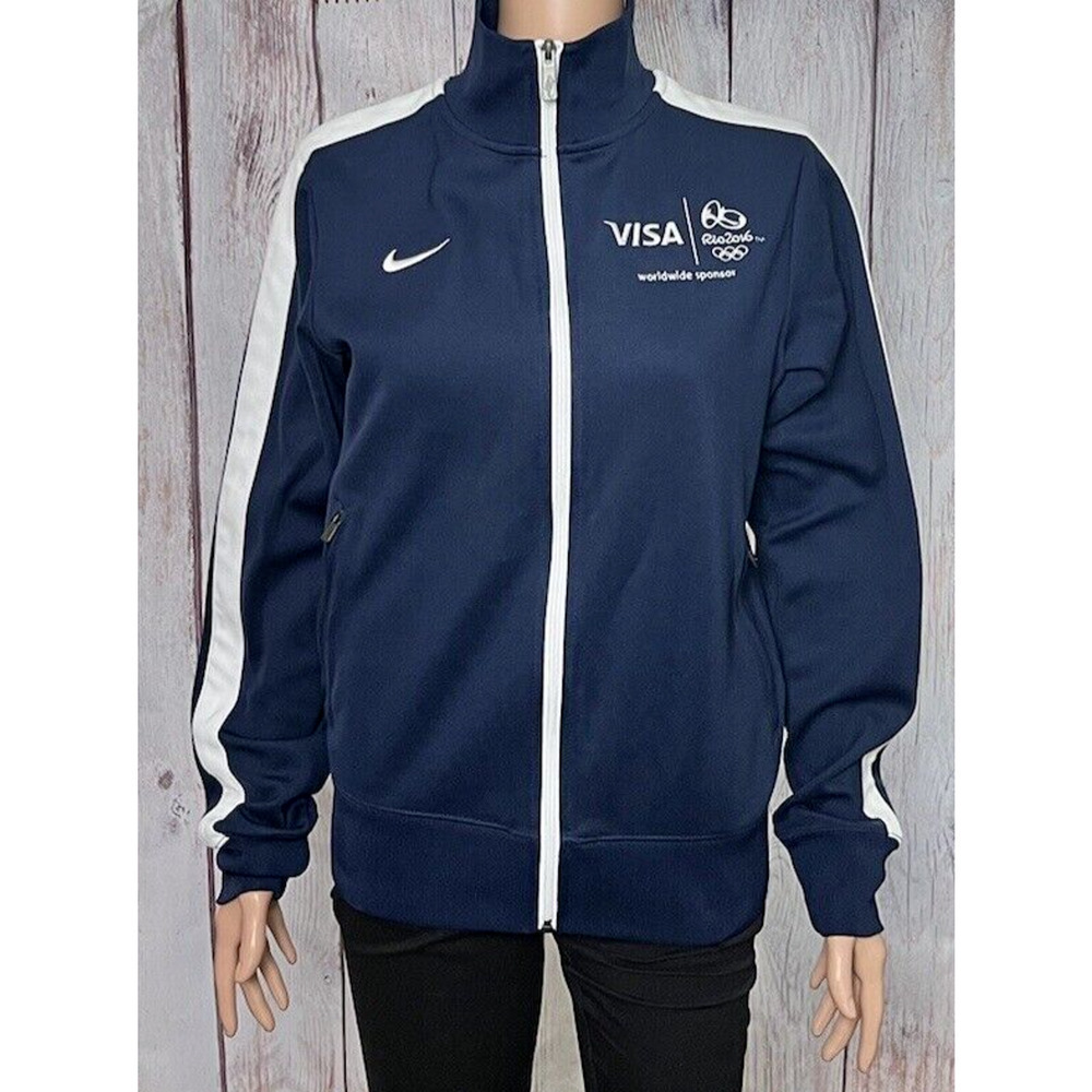 Nike Active Wear Track Jacket Visa Rio 2016 Logo Blue White Uni-Sex Size Small